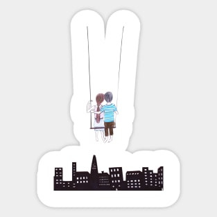 Couple on a swing Sticker